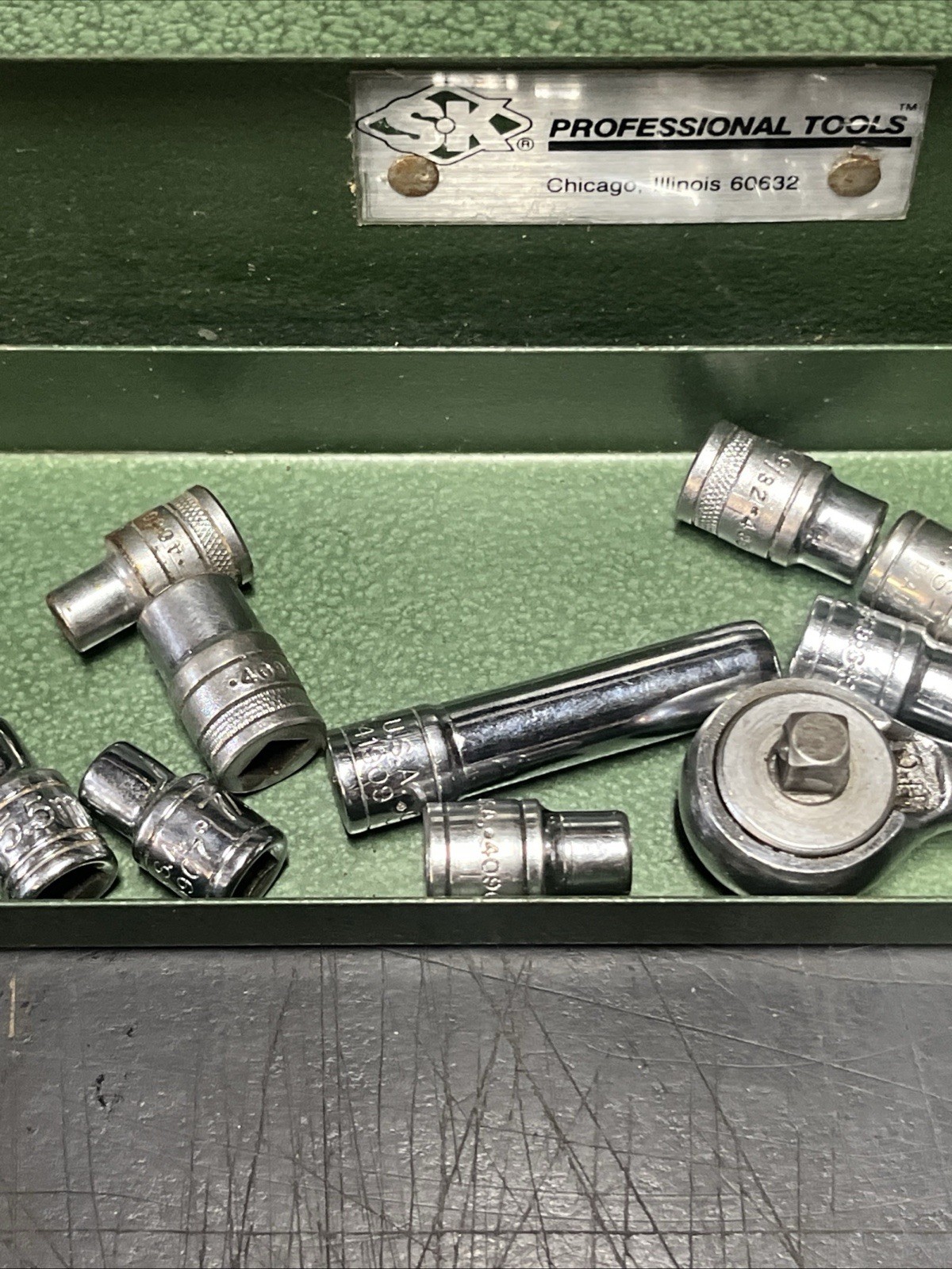 SK Tools 2 Incomplete 1/4” Drive Socket Sets W/ Ratchets & Metal Cases USA Made