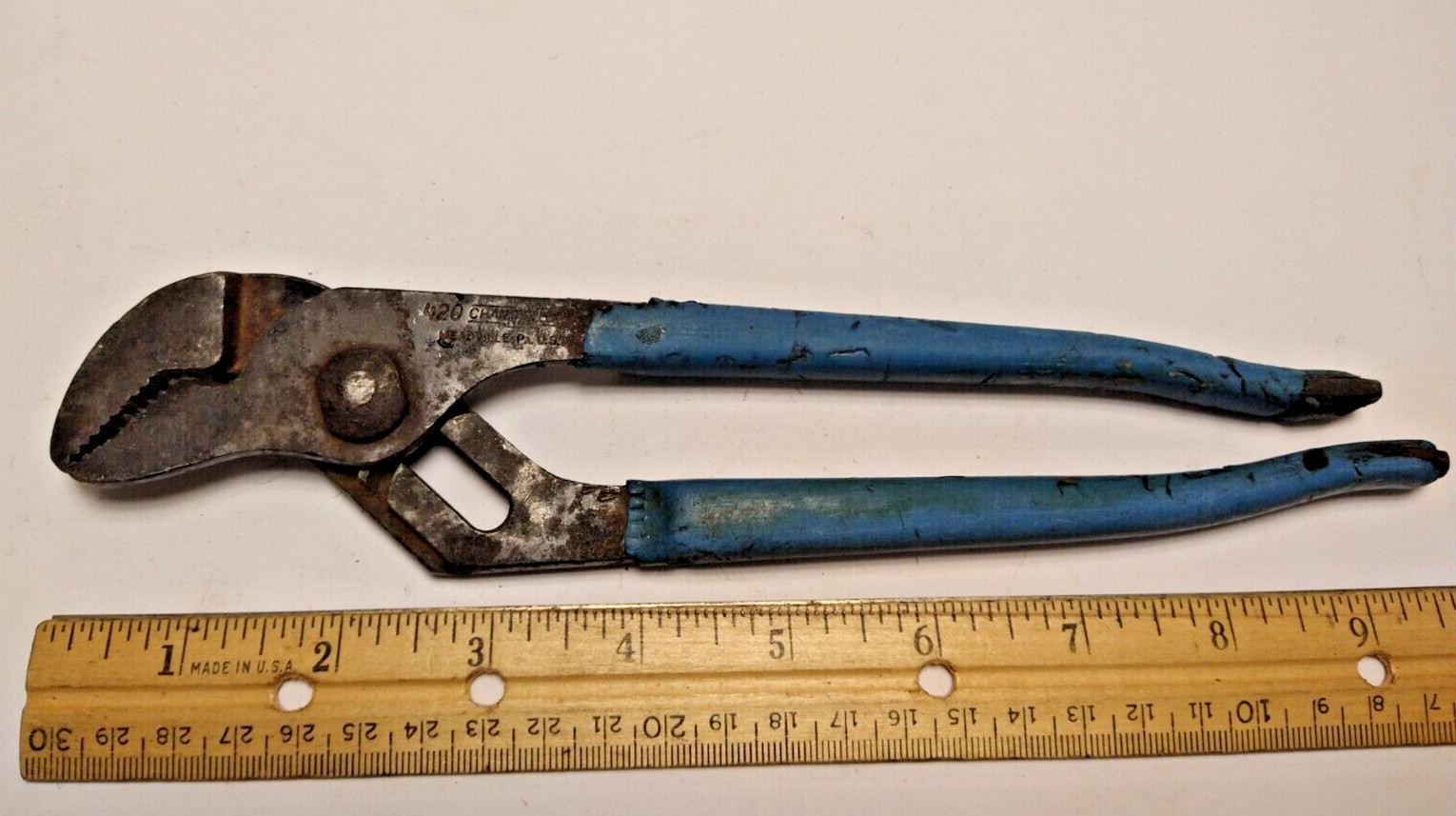 Channel Lock Tools 420 9″ Tongue Groove Pliers Blue Handle USA G1394