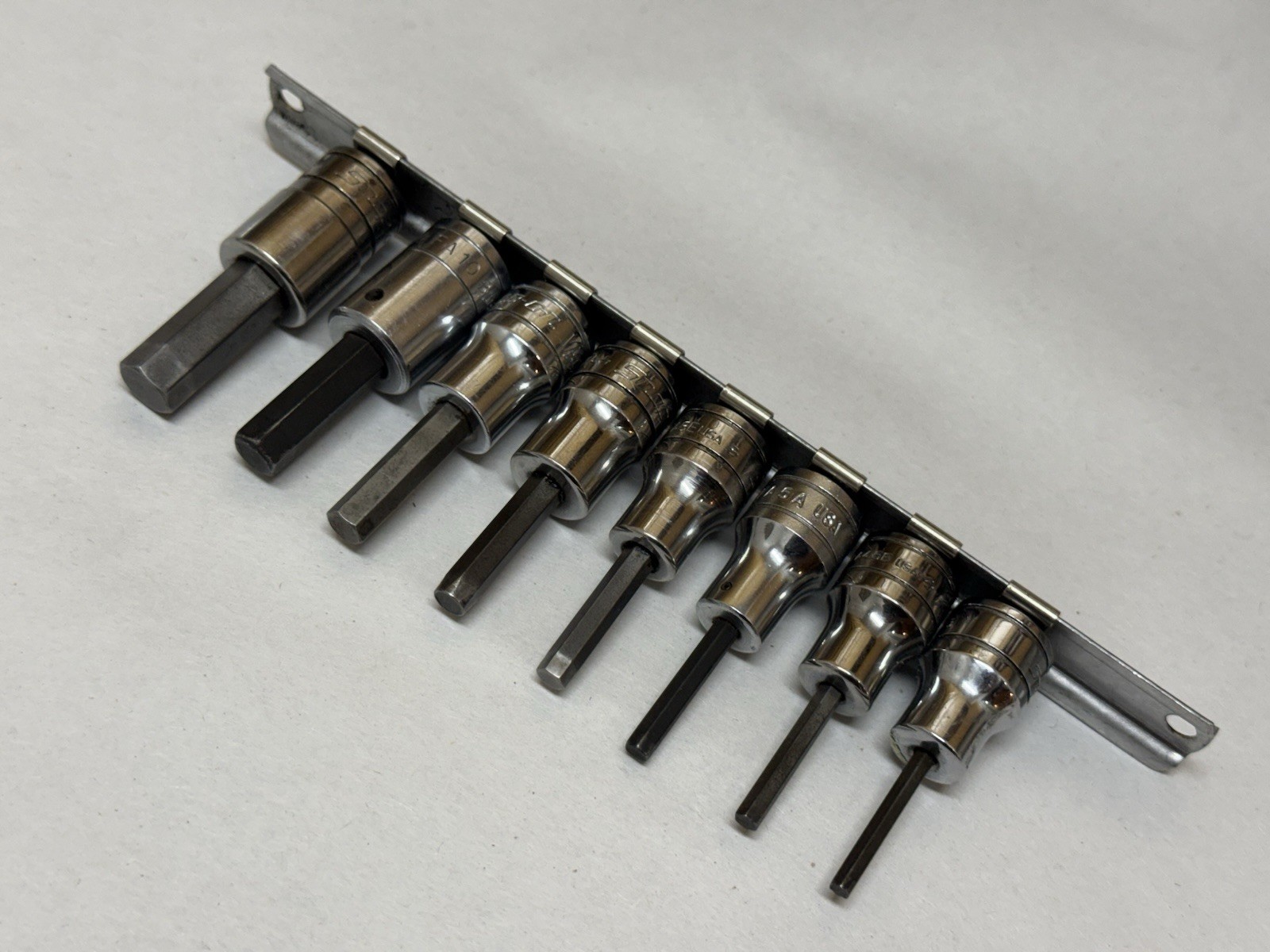 USA Snap-On 8 pc SAE Hex Bit Socket Driver Set 3/8″ Drive 208EFAY 1/8 to 3/8″