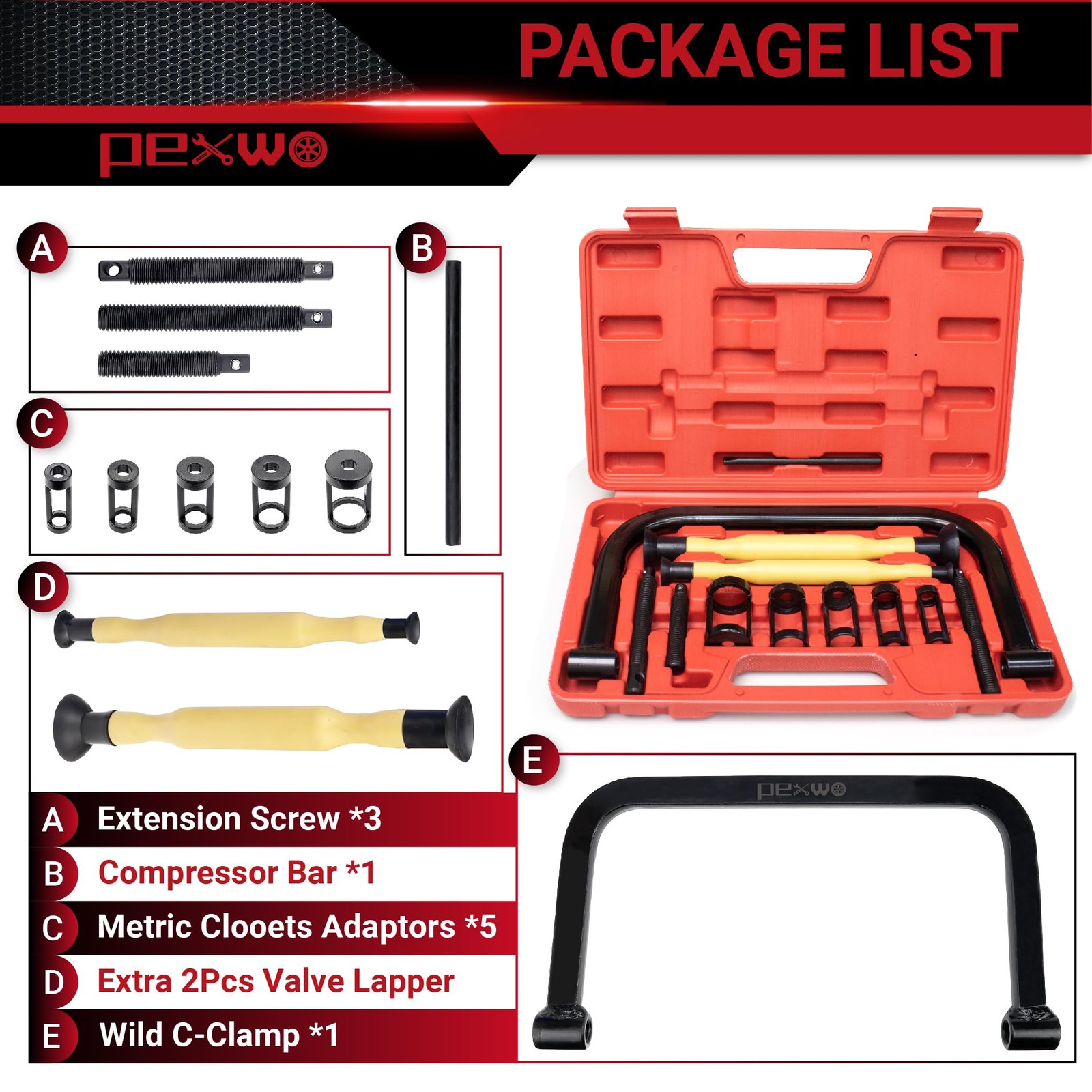 Valve Spring Compressor Set 10Piece Tool 2Piece Lappers Small Engine
