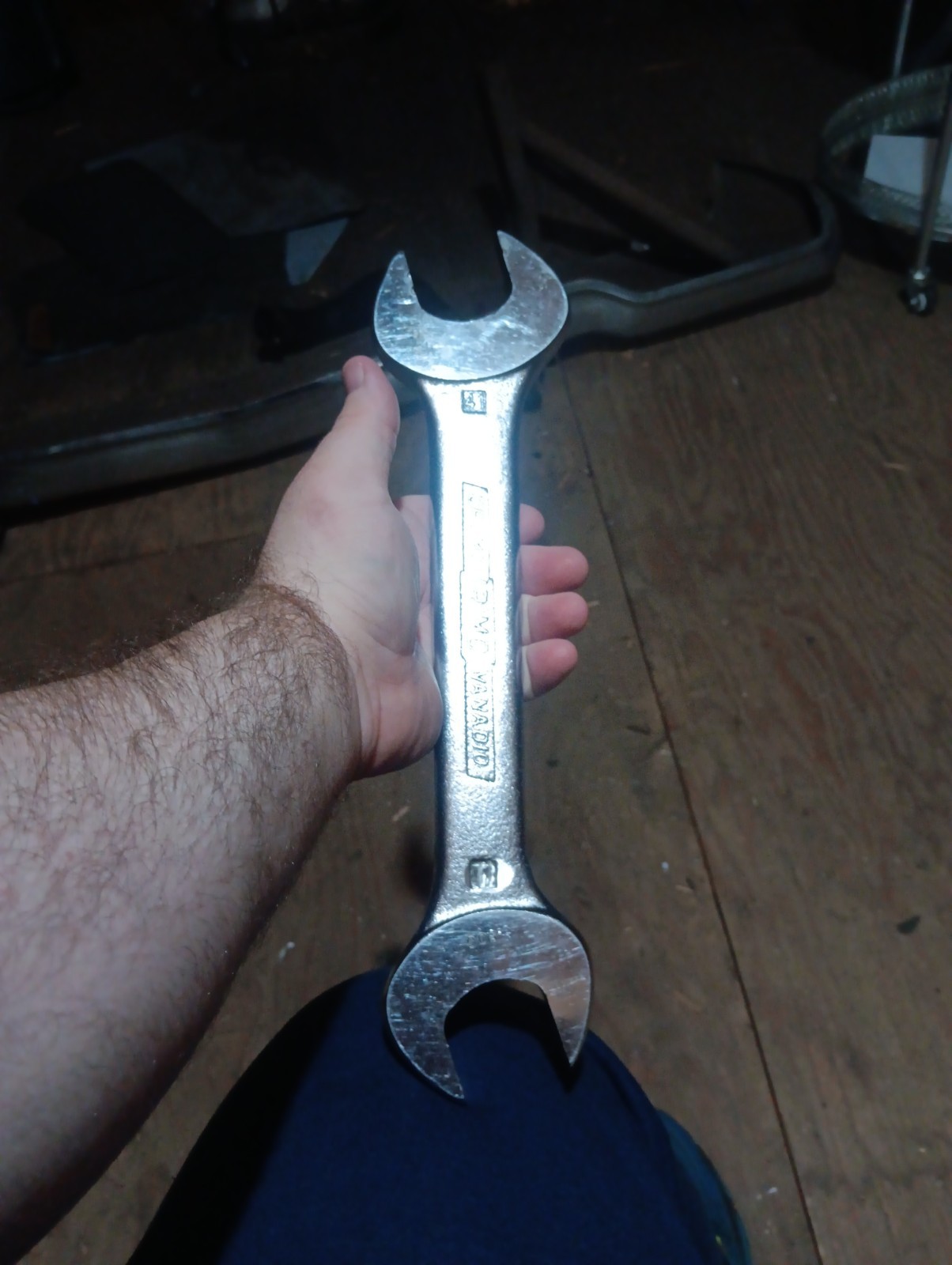 Cromo Irimo Vanadio, Open Wrench, Large, Sae 41 And 1.500, Minor Condition Wear
