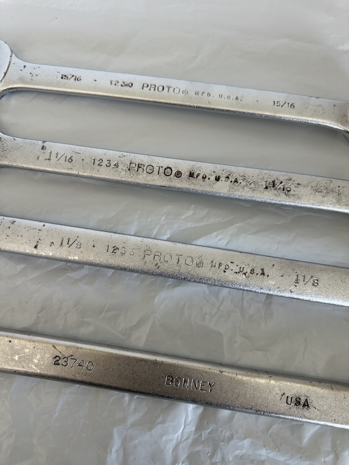 PROTO Professional Jumbo Combination Wrenches + Bonney (4) 15/16 1-1/4″ USA
