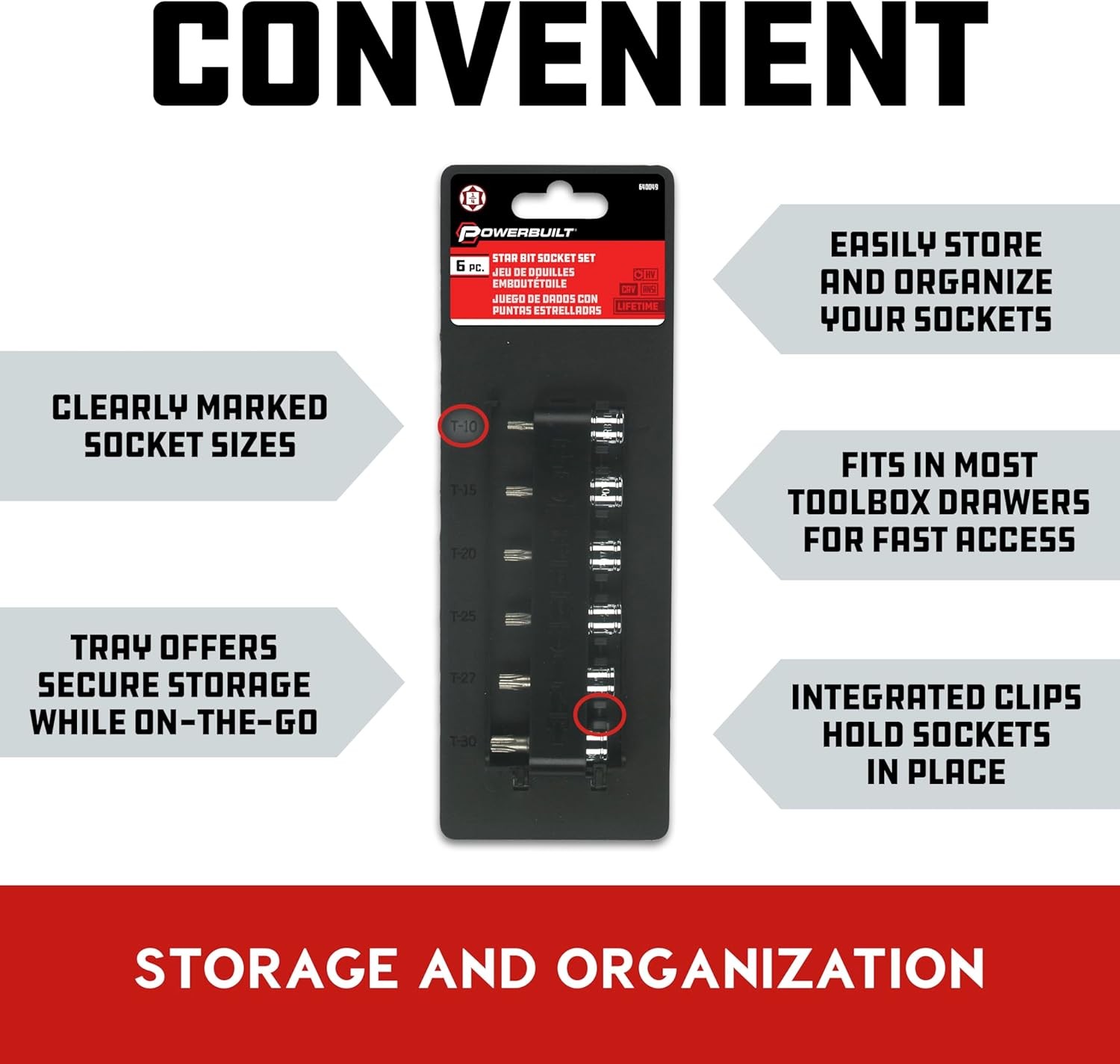 Powerbuilt 6 Pc. 1/4 in. Drive Torx Bit Star, 3/8 Drive, 6 Piece, Silver