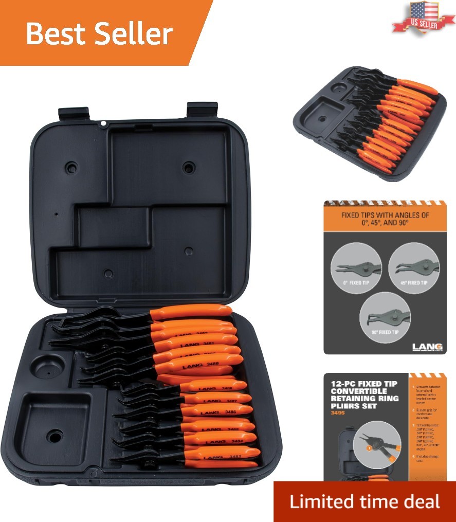 Precision 12-Piece Snap Ring Pliers Set – Various Tip Sizes for Versatile Use