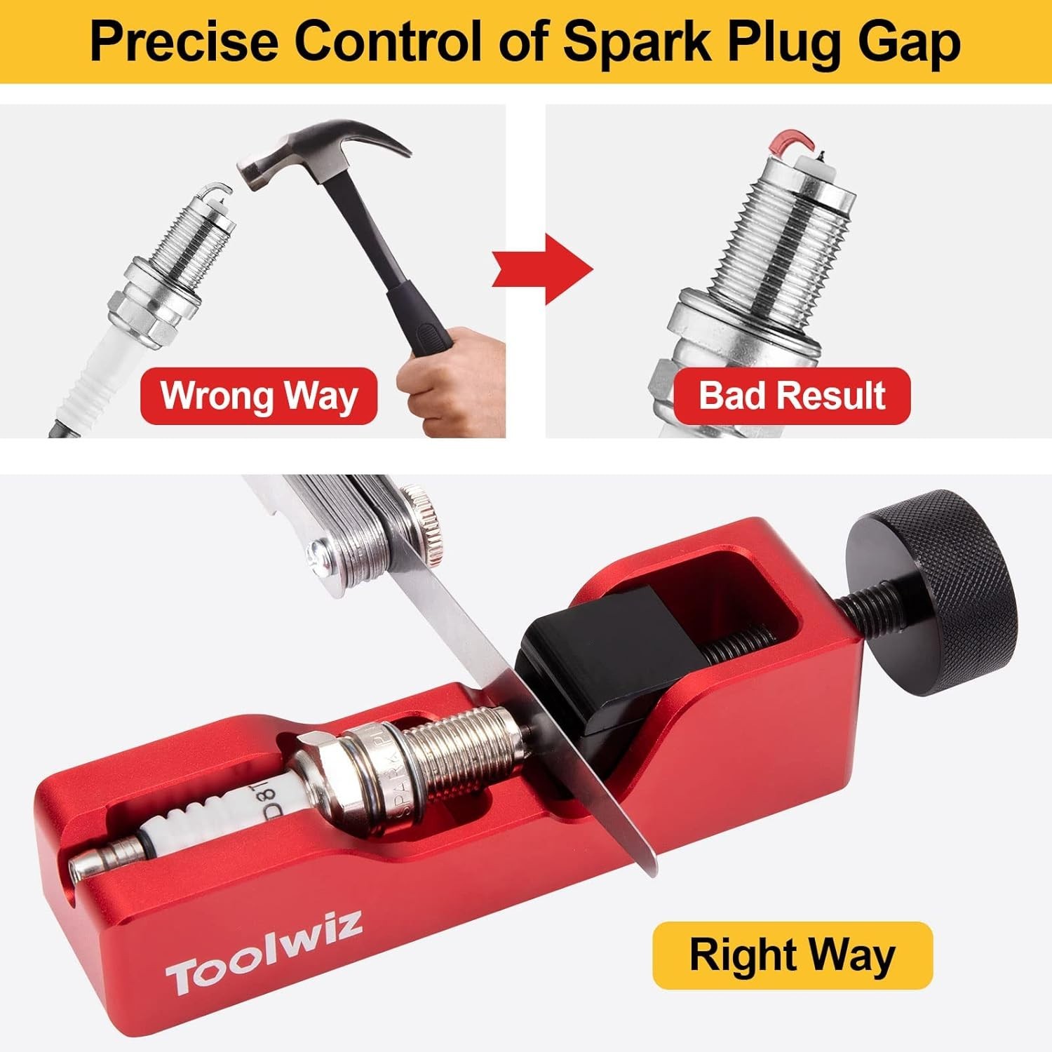 Compact Spark Plug Gap Tool with 32-Blade Feeler Gauge for Precise Adjustment