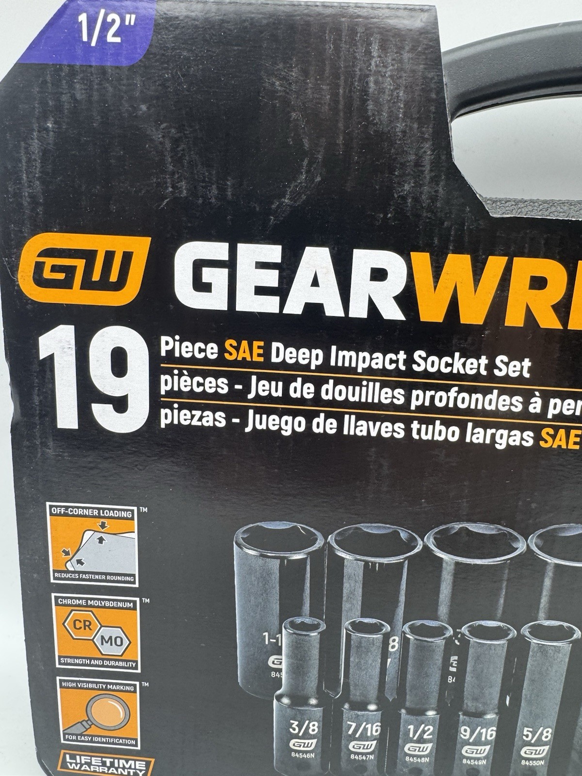 GEARWRENCH 19 Piece 1/2 Inch Drive 6 Point Impact Socket Set, Deep, SAE – 84934N