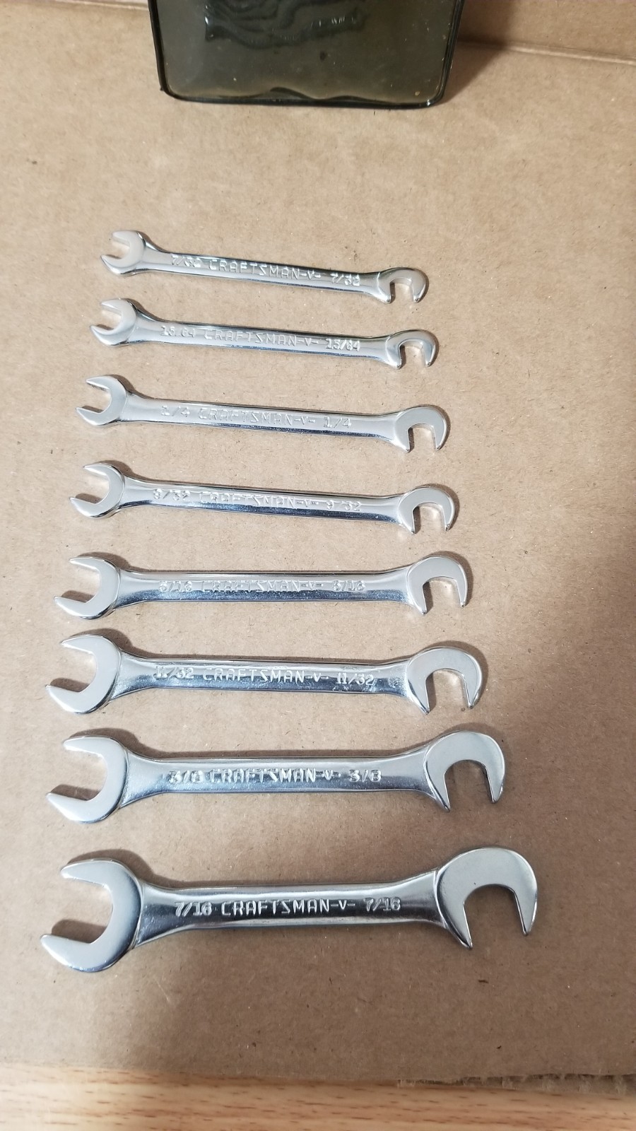 VTG Sears Craftsman 9_4306 Super-tuff Steel 8-Piece Open End Ignition Wrench Set