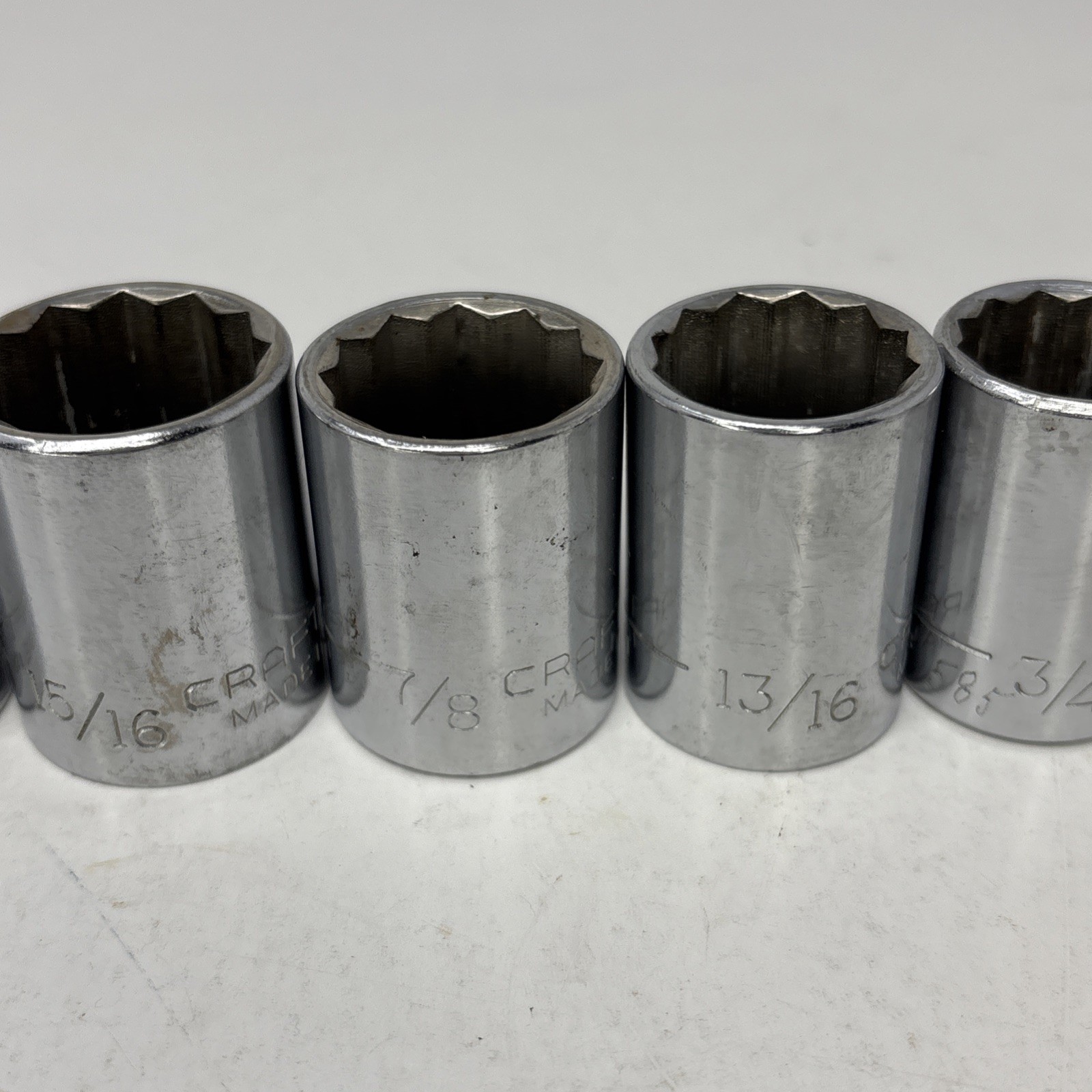 Craftsman Socket Set 1/2″ Dr 14Pc Shallow -V- & -VV- 7/16” to 1 1/4” W/Tray USA