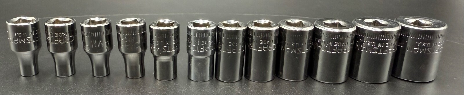Vintage Craftsman 1/4″ Drive Metric and SAE 6pt Socket Set 12pc Made in USA