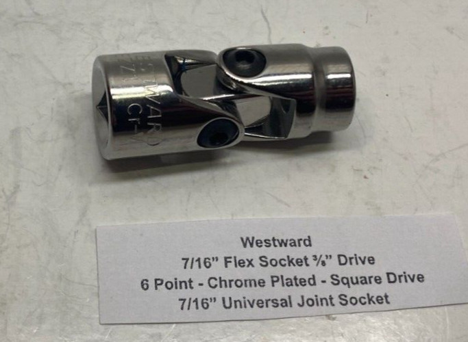 WESTWARD 7/16″ Flex Socket – 3/8″ Drive – 6 pt – 7/16″ Universal Joint Socket