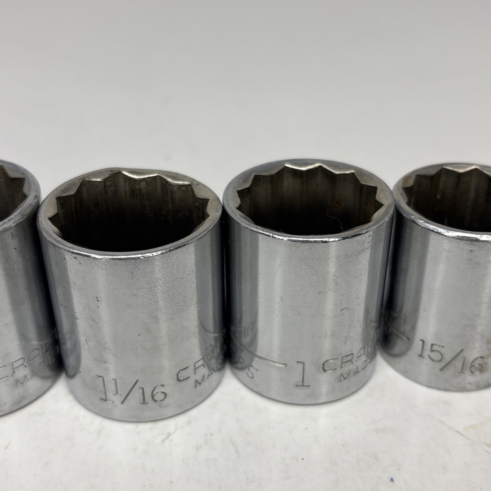 Craftsman Socket Set 1/2″ Dr 14Pc Shallow -V- & -VV- 7/16” to 1 1/4” W/Tray USA