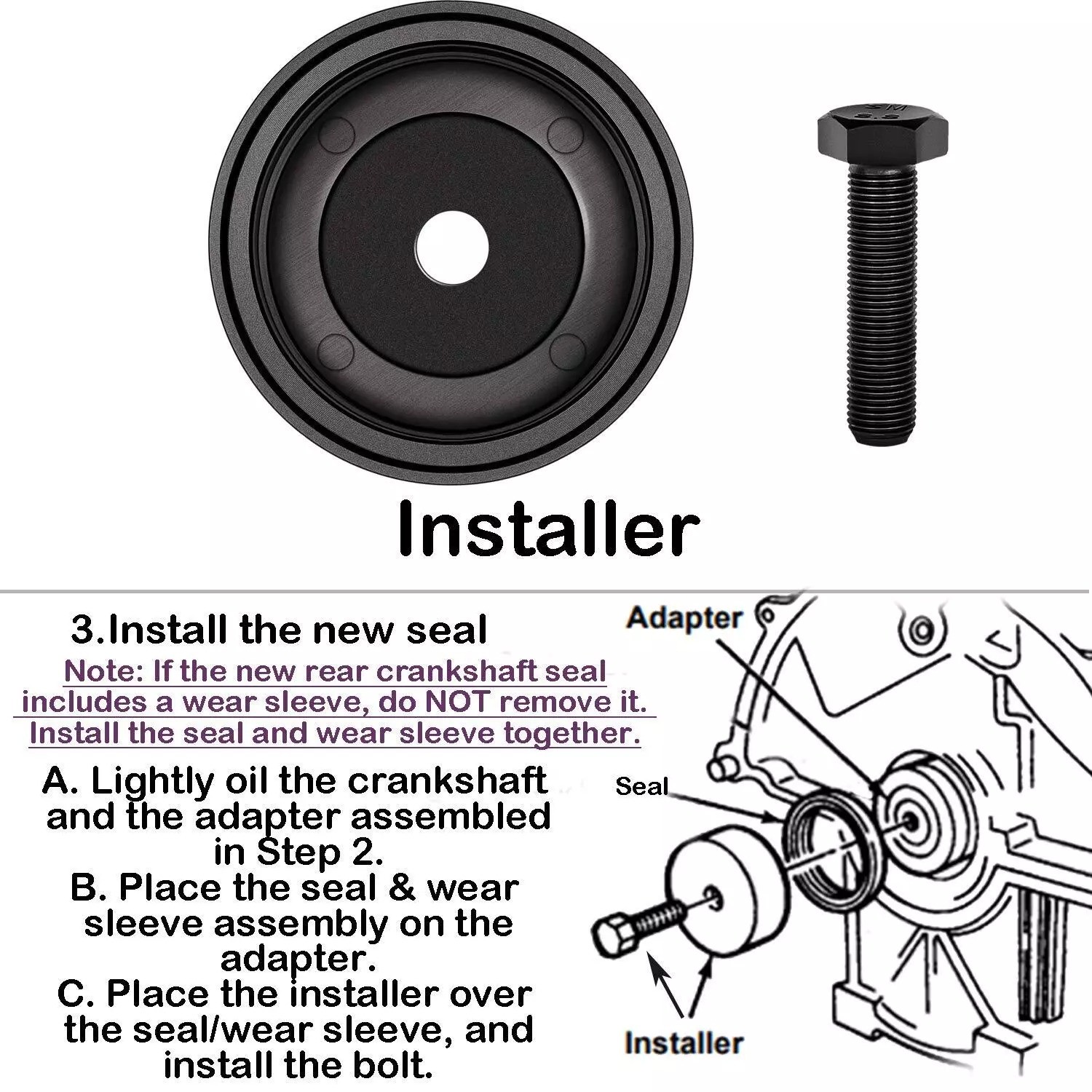 7834 Rear Crankshaft Seal Installer Tool for Ford Ranger & Explorer w/ 4.0L V6