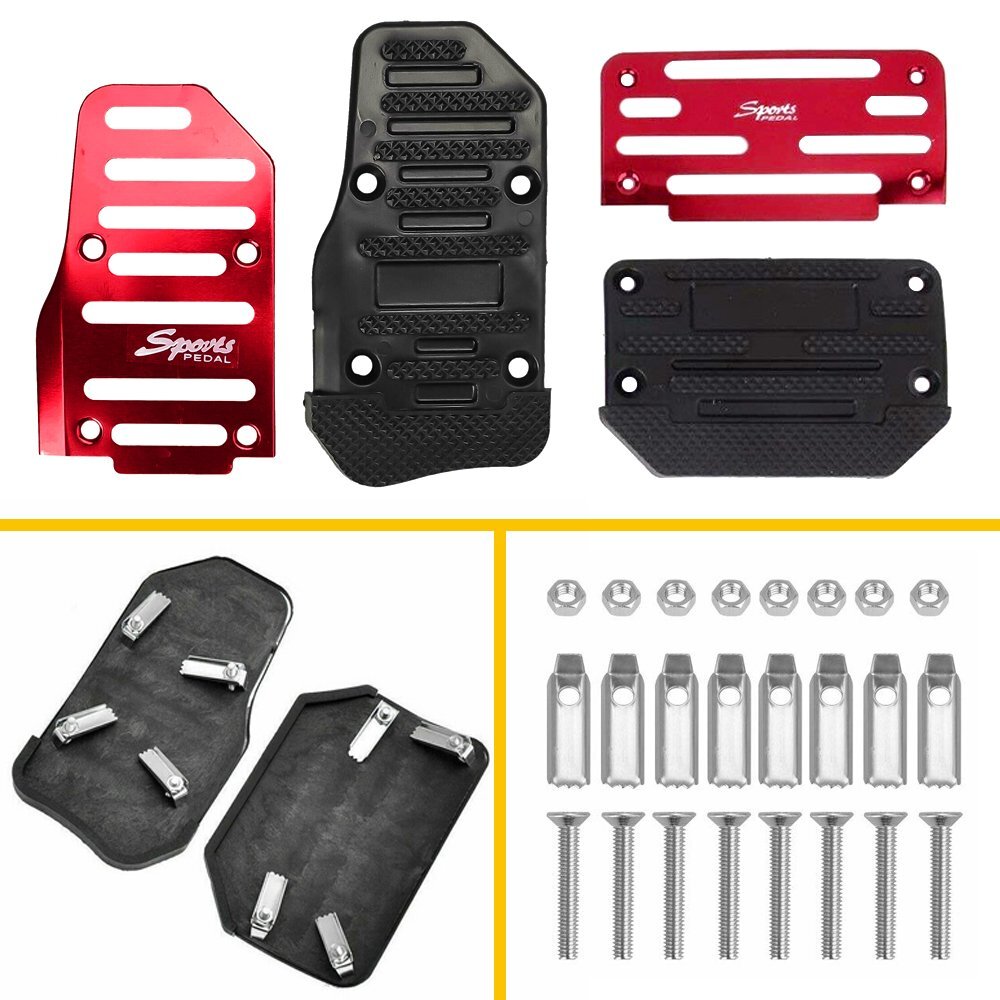 Automatic Non-Slip Gas Foot Brake Pedal Pad Cover Set Accessories Universal Red