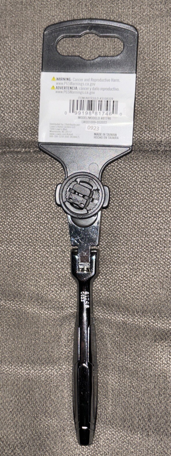 Kobalt⚙️90-Tooth 1/4-in Drive Full Polish Handle Flexible Head Ratchet #81746