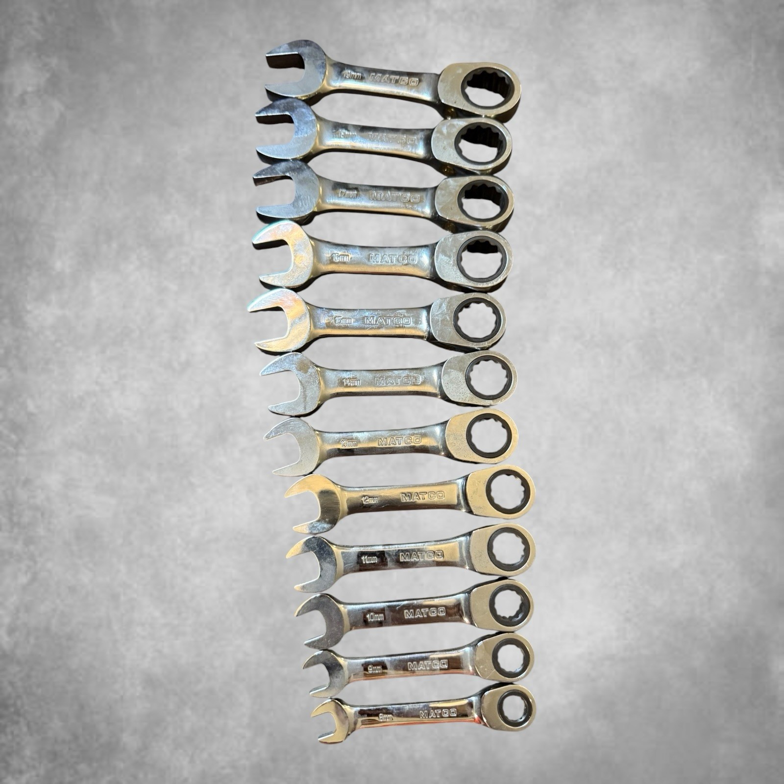 Matco Stubby Ratcheting Wrench Set 8mm-19mm 12pc