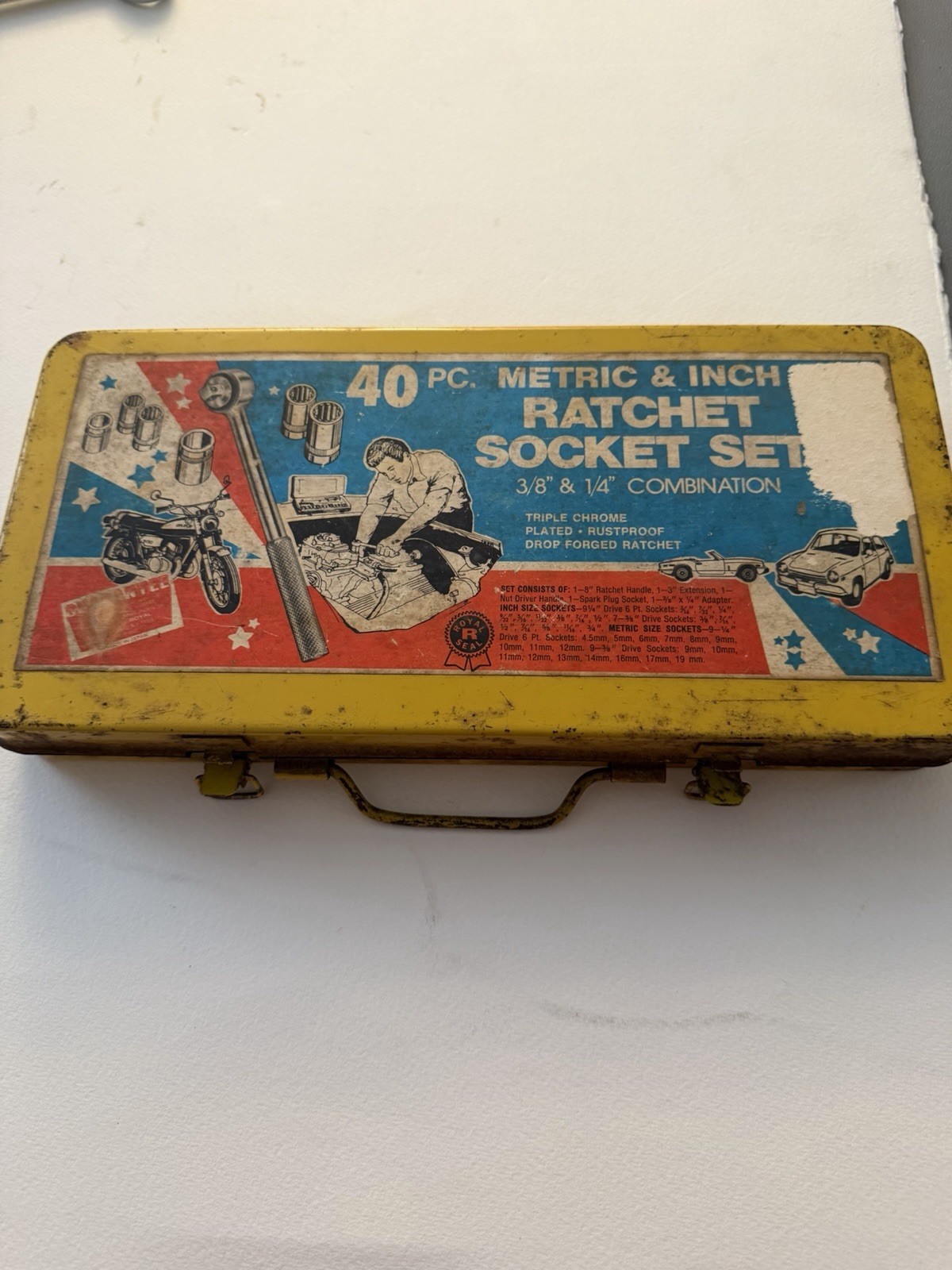 VINTAGE ROYAL TOOLS 40 PC RATCHET & SOCKET SET SAE – METRIC NO 275 TAIWAN 80’s