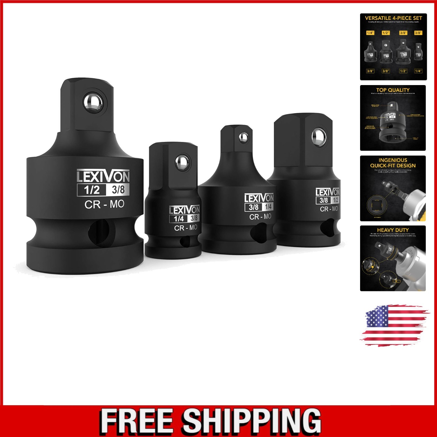 Universal Impact Socket Reducer Set | 1/4 to 1/2 Inch Conversions Built to Last