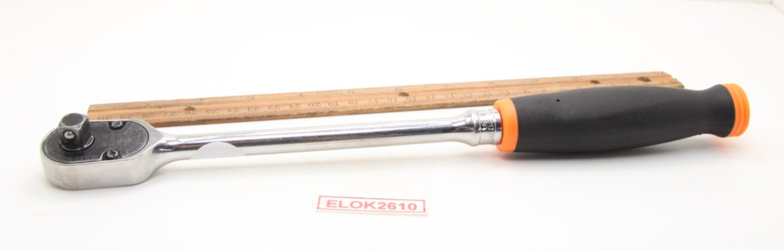 Snap-on FHL80 3/8″ Long-Handle Ratchet 80 Tooth Soft Grip Orange 12.5″ USA