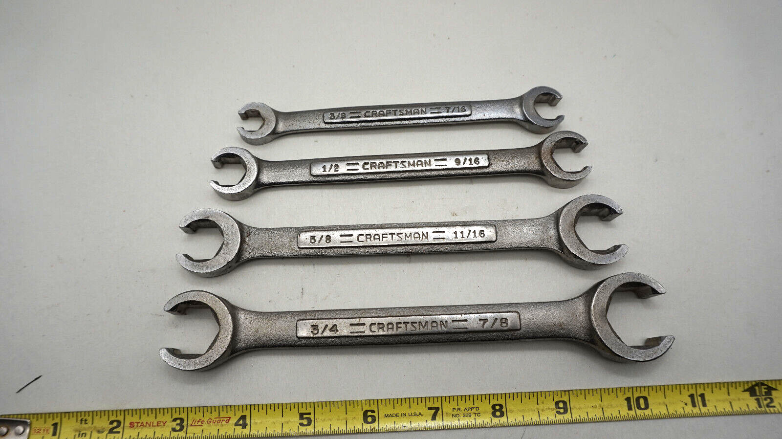 NOS Vintage Sears Craftsman 4pc SAE Flare Nut Wrench Set 44195 -VA- USA