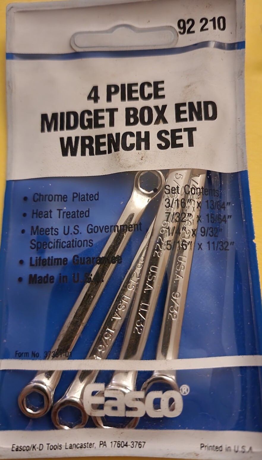Easco Vintage 4 pc. Box End Wrench Set Heat Treated, Chrome Plated 🇺🇸 USA NOS
