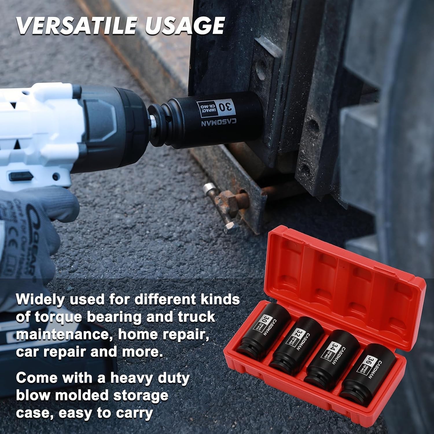 Durable Chrome Molybdenum Impact Socket Set – 1/2-Inch Drive, Deep Design