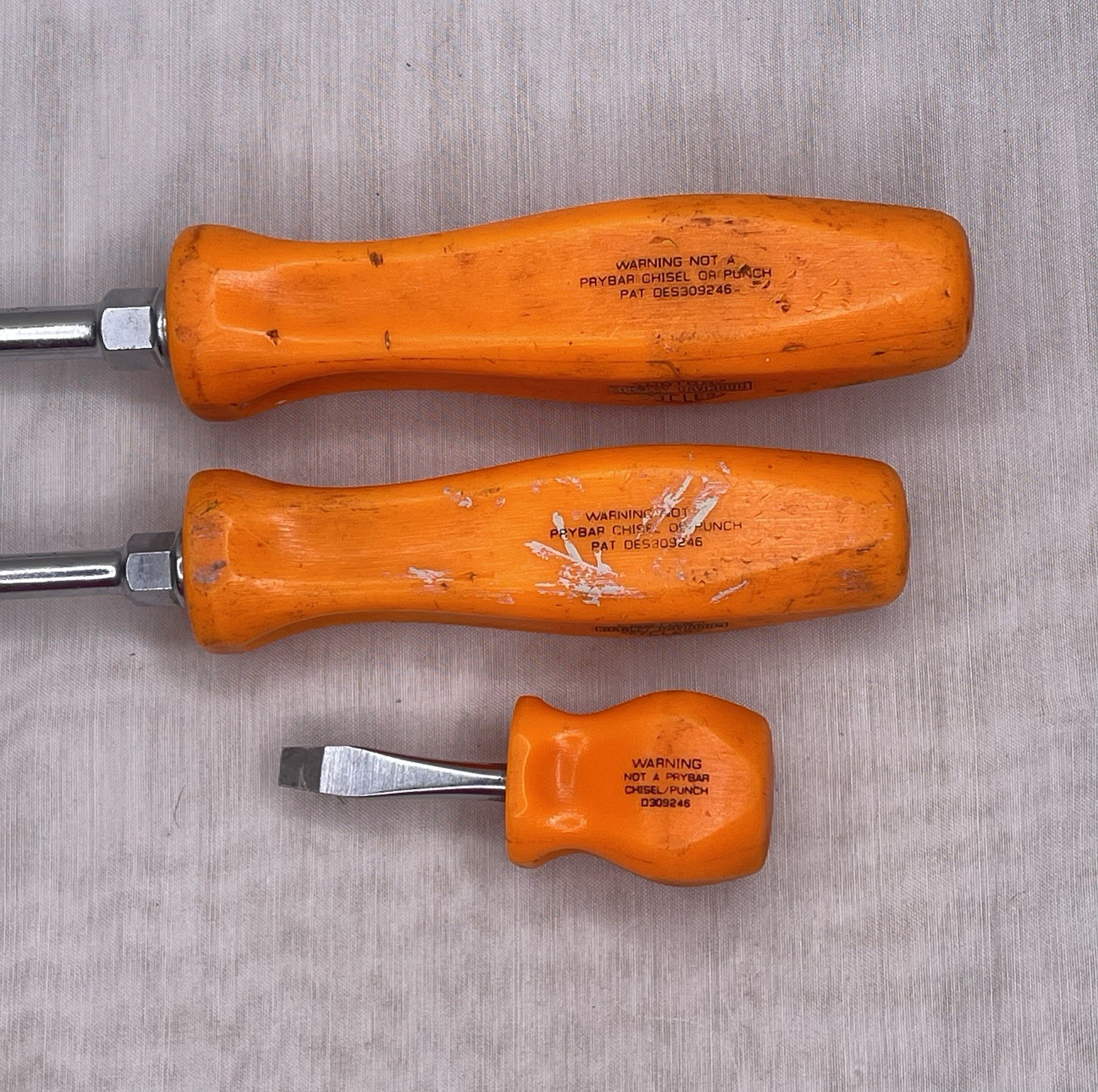 Snap-On SnapOn 3 Pc Slotted Screw Driver Lot, (2) Harley Davidson SDD8 SDD6 SDD1