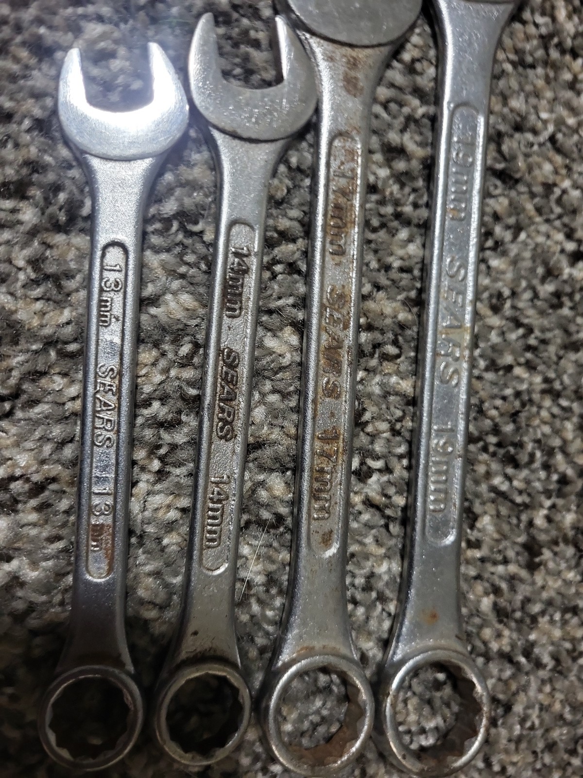 Vintage Set Of 4 Sears Combination Wrenches 13mm 14mm 17mm 19mm Drop Forged
