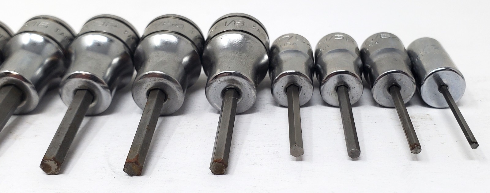 Snap-On 212EFTAY – 10pc Combo Drive SAE Hex Driver Bit Socket Set – Incomplete