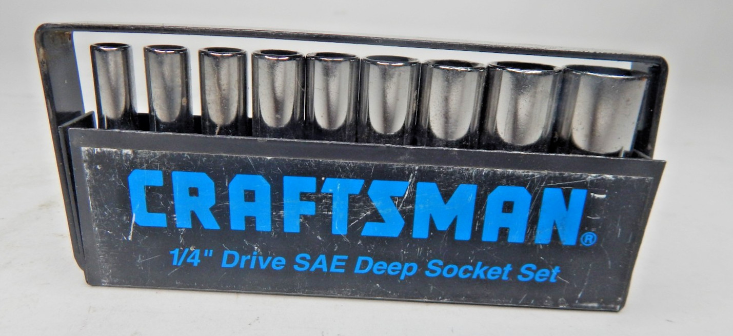 Vintage Craftsman USA 9pc SAE 3/16″-1/2” Deep Socket Set 1/4″ Drive 6 Point