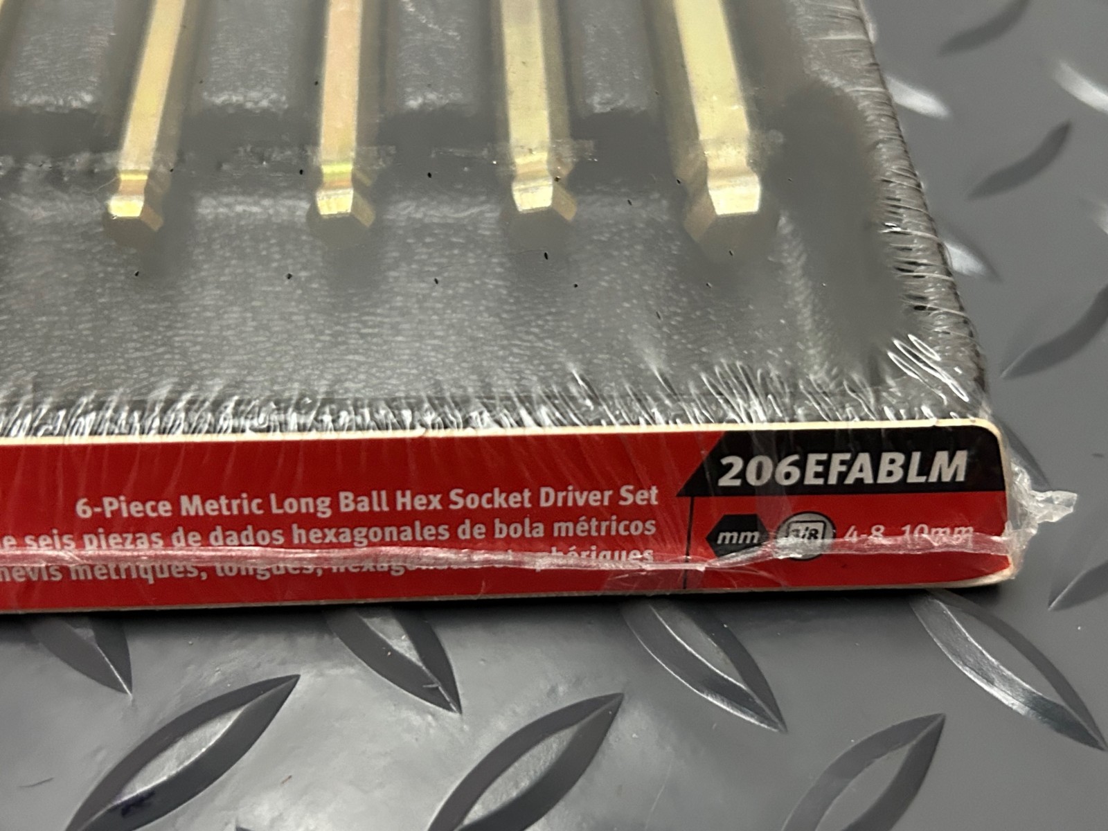 Snap-on 206efablm 6 pc 3/8 drive 4-8,10mm long ball hex driver set sealed USA