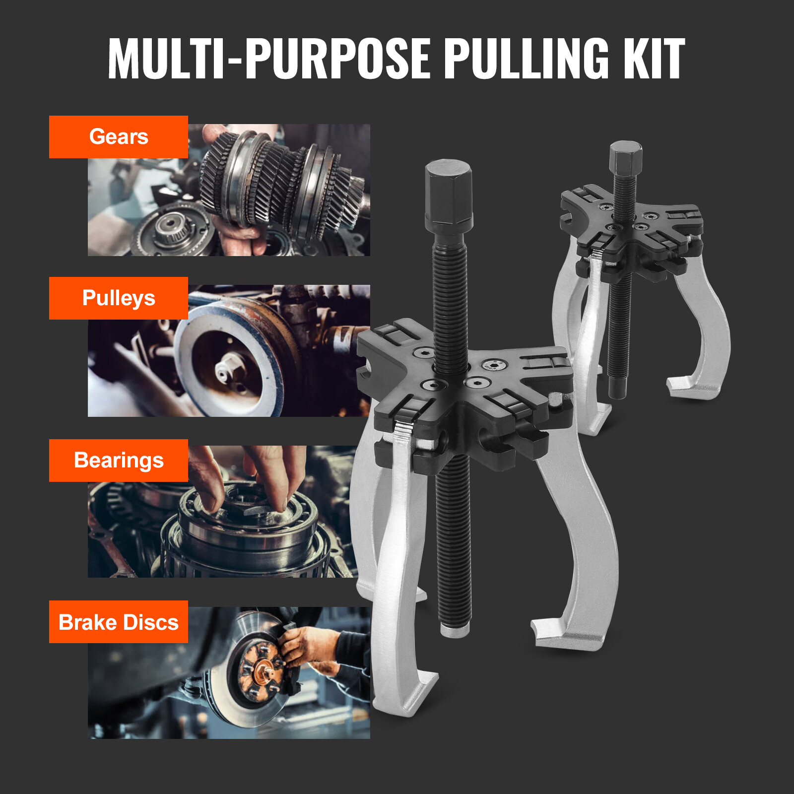VEVOR Gear Puller Set 3″ 7″ 3-Jaw Bearing Puller Wheel Gear Removal Pulley 2 PCS