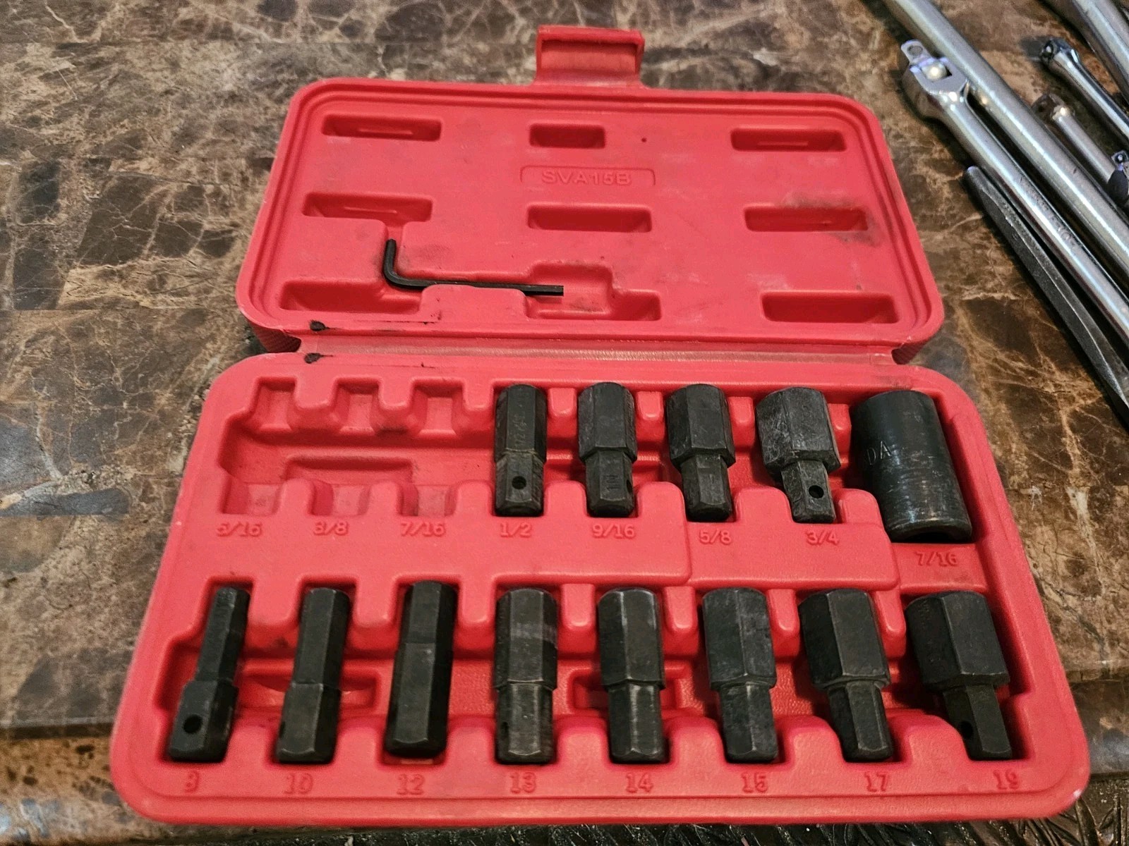 Mac Tools 13PC ½” Drive SAE & Metric Impact Hex Insert & Driver Set SVA15B 77948