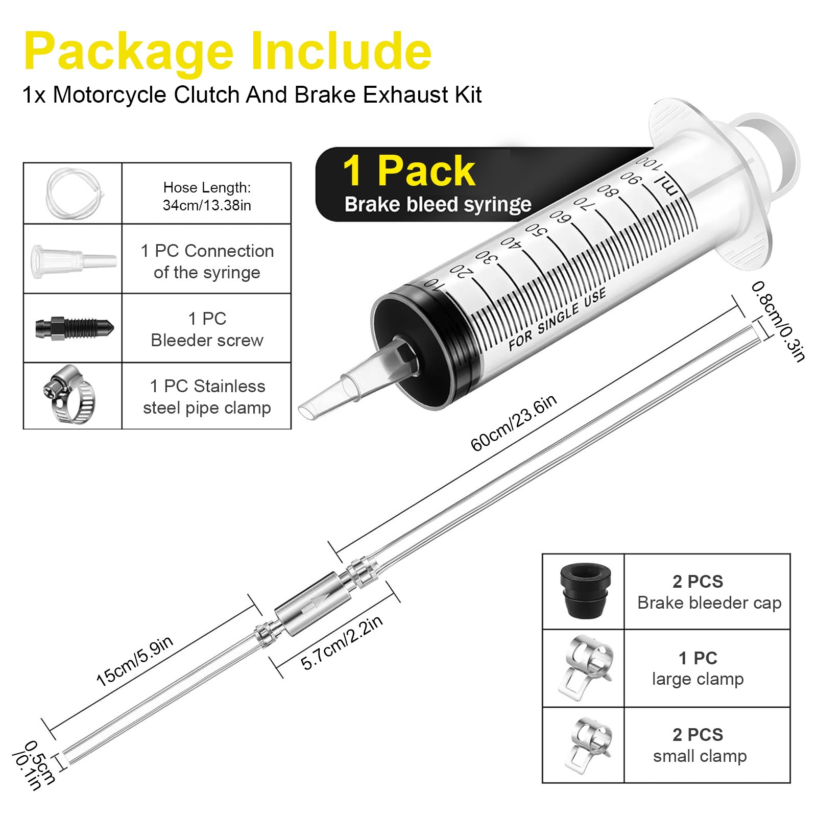 Motorcycle Brake Bleeder Kit Hydraulic Clutch Hose One Way Valve Tube Bleeding