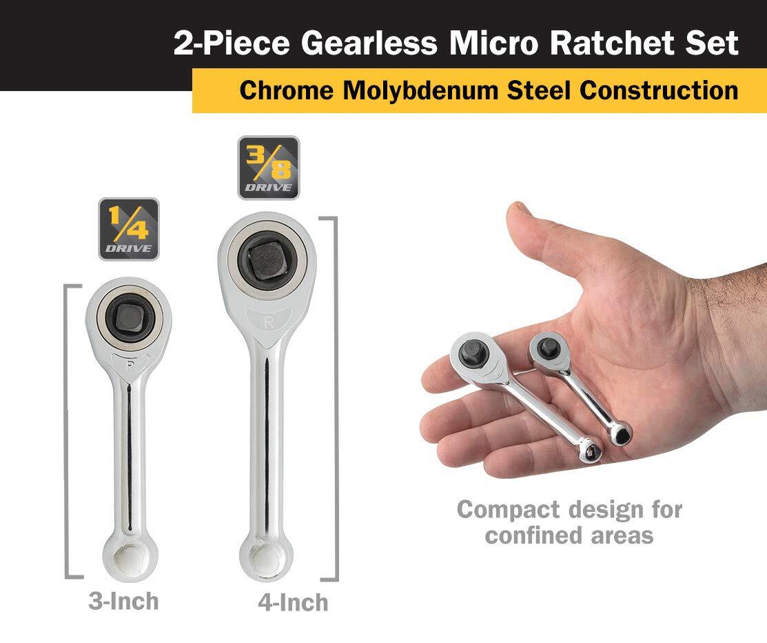 Titan Tools 2 pc. 1/4 in. and 3/8 in. Drive Gearless Micro Ratchet (18202)