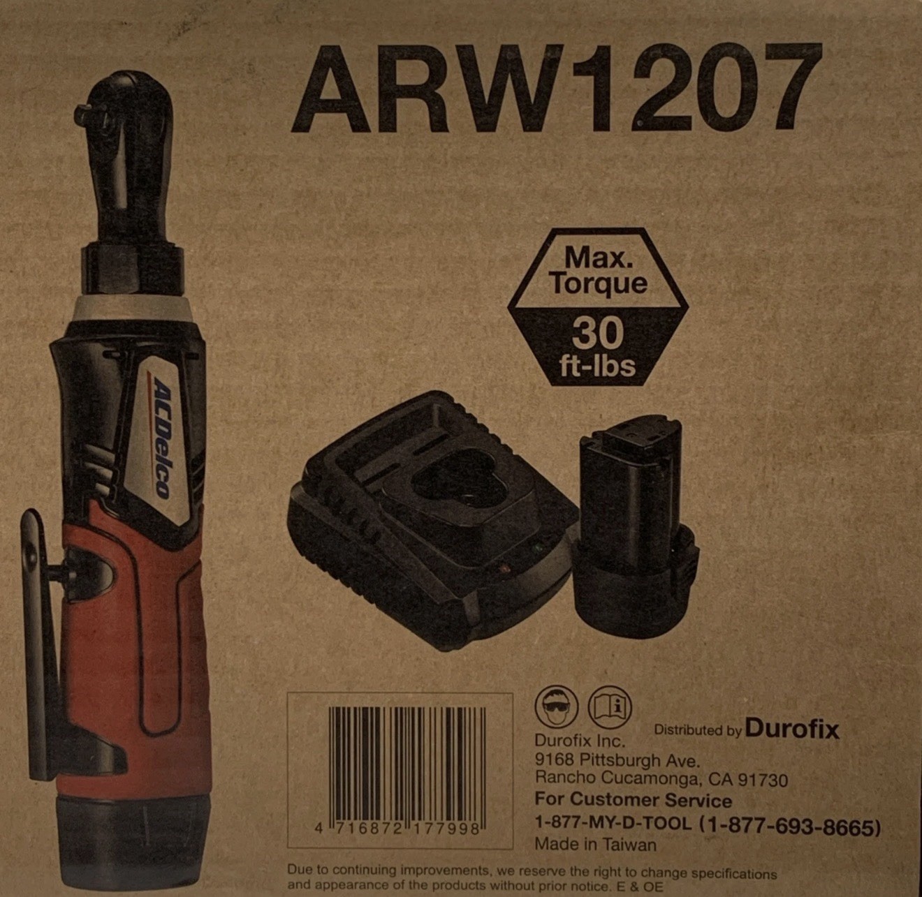 ACDelco ARW1207 1/4 Ratchet Wrench Built In LED Light Rechargeable Li-ion 12volt