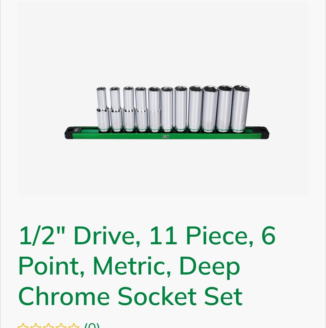 SK Professional Tools 11pc 1/2 Drive Deep Socket Set Metric-New with Rail