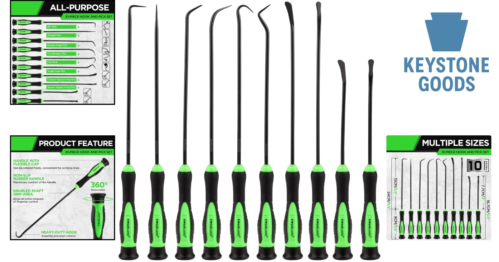 SWANLAKE 10-Piece Precision Pick & Hook Set – Automotive & Mechanical Tools