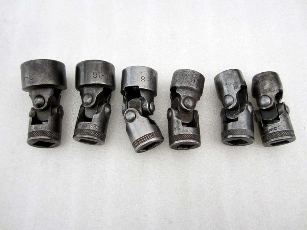 1940’s Craftsman 3/8″ Drive 6pc SAE 12pt Flex End Socket Set H BE USA