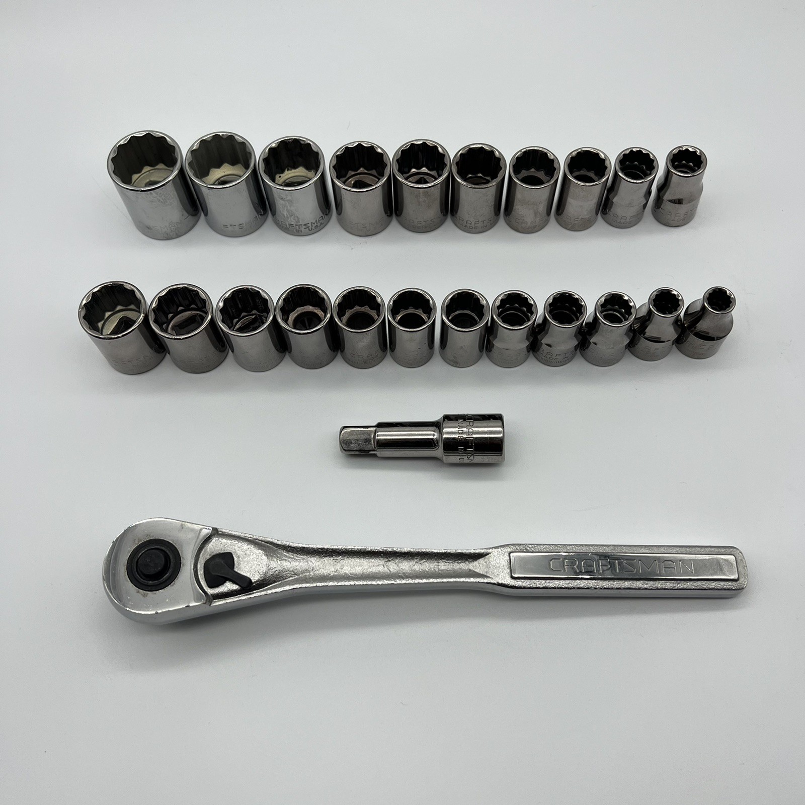 Craftsman 1/2” Drive Ratchet Metric And SAE Socket Set 24pc Made In USA