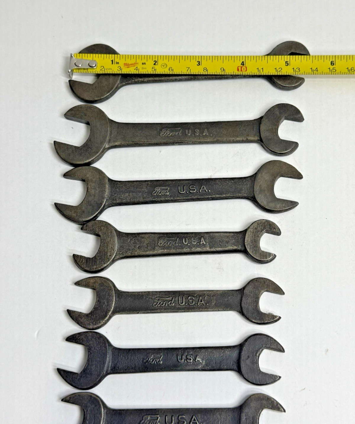 Lot Of 7 Small Antique Ford USA Automobile Car Wrenches Unmarked