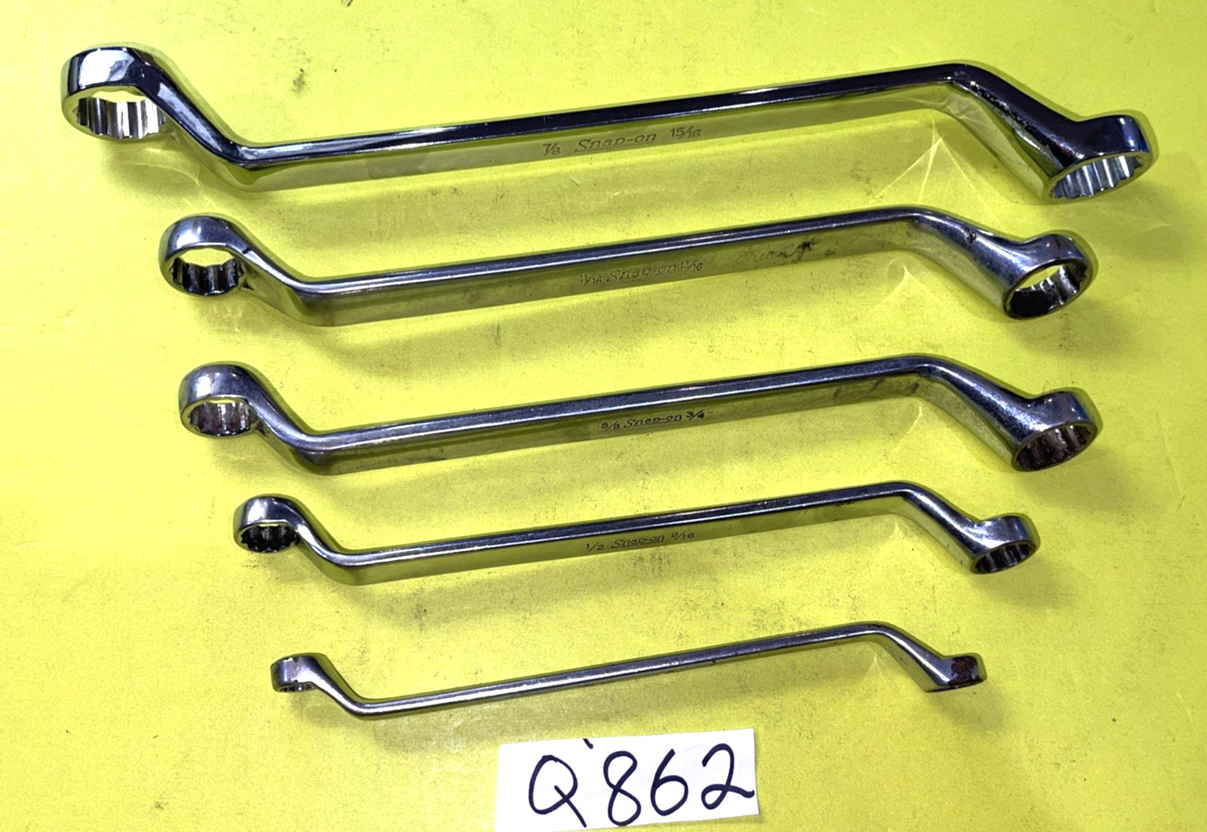SNAP-ON TOOLS 5 PIECE SAE. DEEP OFF-SET BOX-END WRENCH SET 3/8 TO 15/16