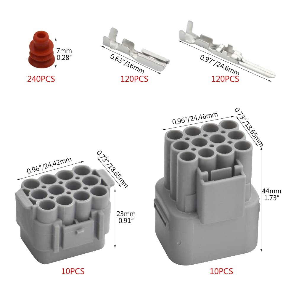 WMYCONGCONG 10 Kits Waterproof Electrical Wire Cable 12 Pin Way Connector…