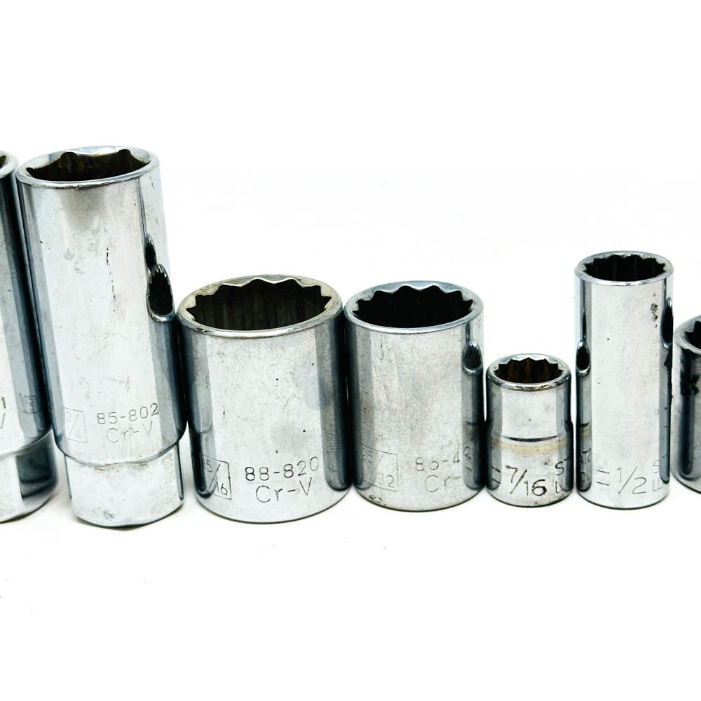 Stanley 86-461, 86-381 SAE 6, 12 Pt 1/2 and 3/8 in Drive, Mixed Socket Set 10Pcs