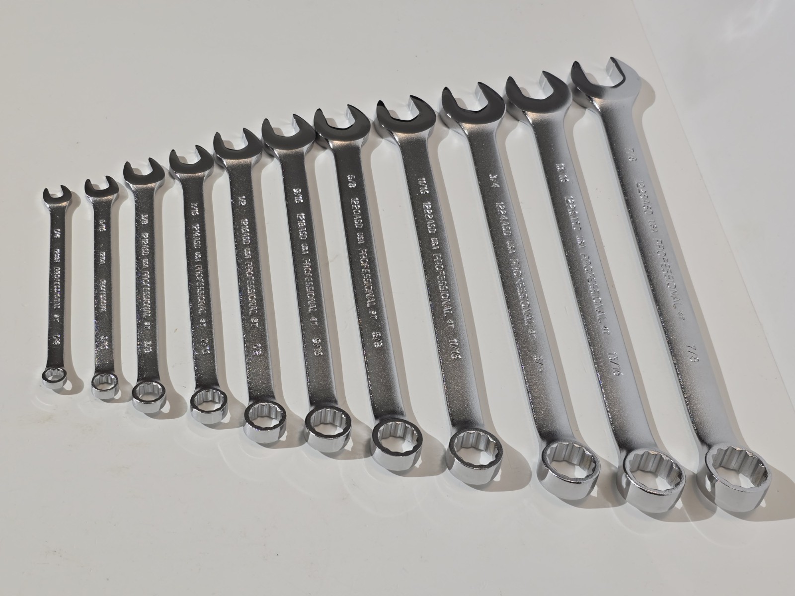 🇺🇸 NEW! PROTO USA ASD Anti-Slip 11 Pc. SAE Satin Chrome Combination Wrench Set