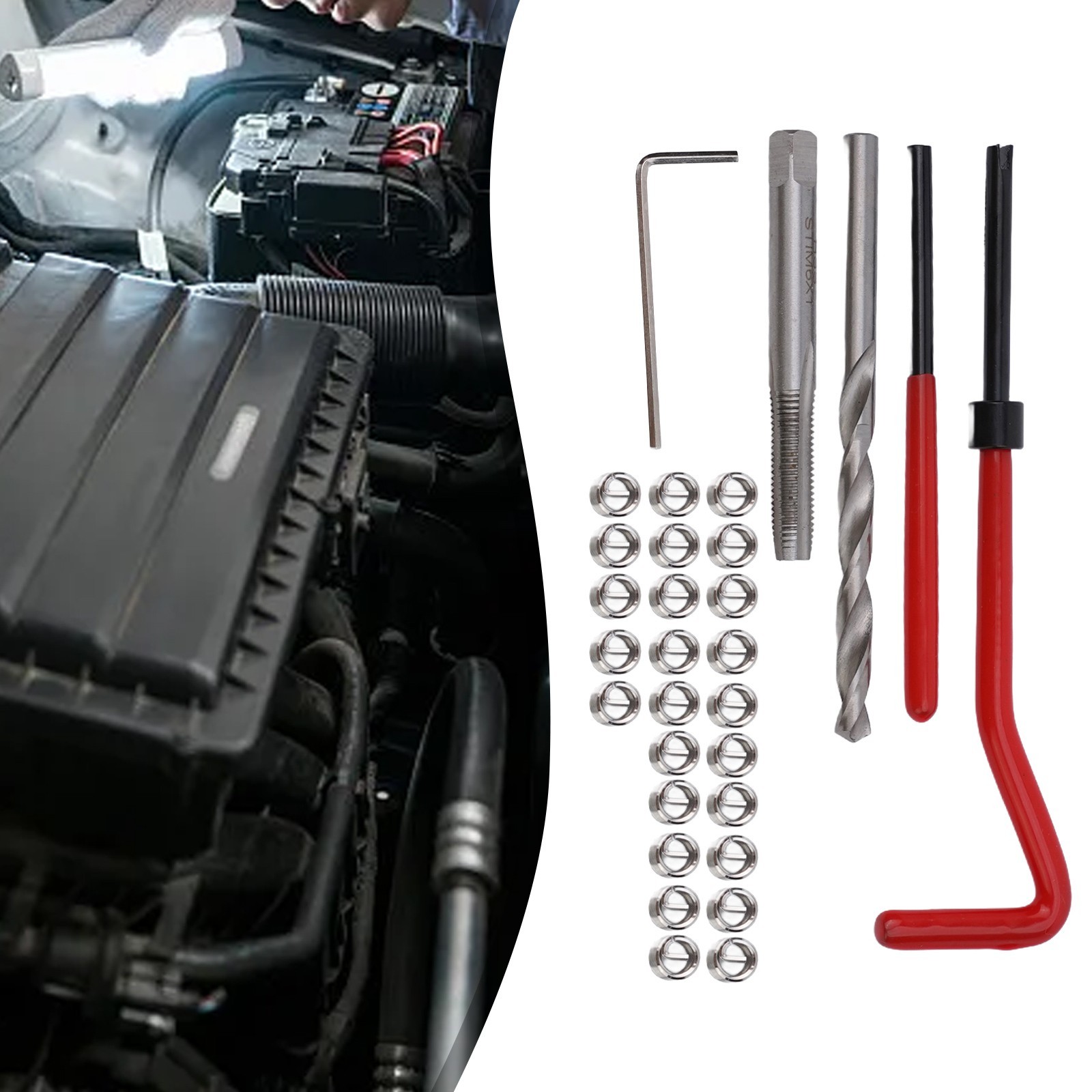 M6 X 1.0 Thread Repair Kit 30 Piece Helicoil Compatible 6mm Damaged Threads