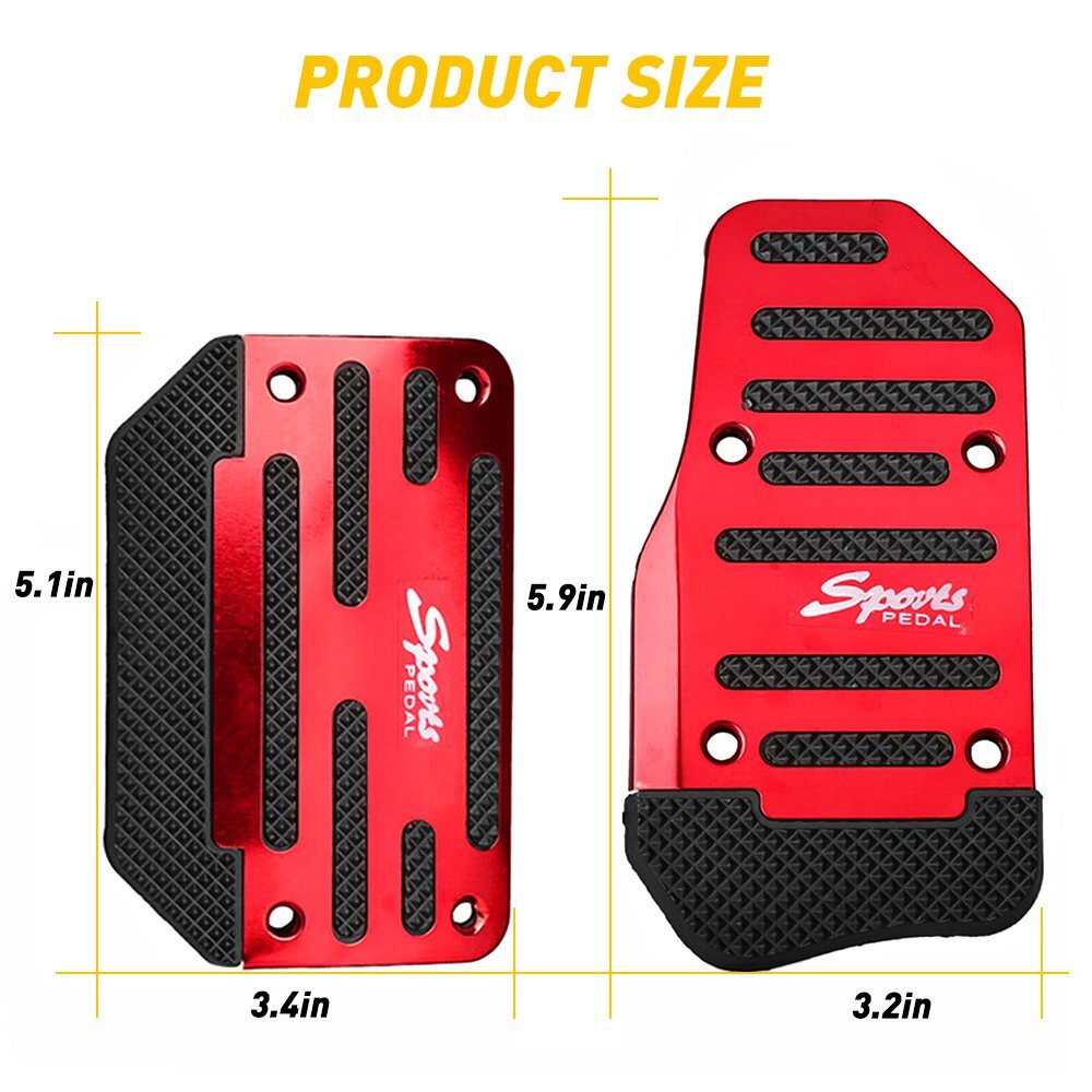 Automatic Non-Slip Gas Foot Brake Pedal Pad Cover Set Accessories Universal Red