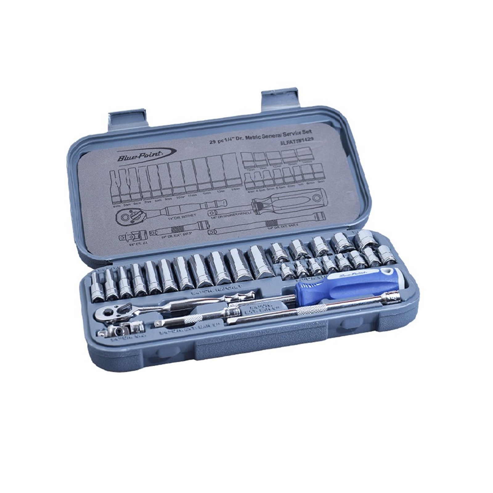 Blue Point 29pcs 1/4Dr. Socket Set 6 Point BLPATSM1429