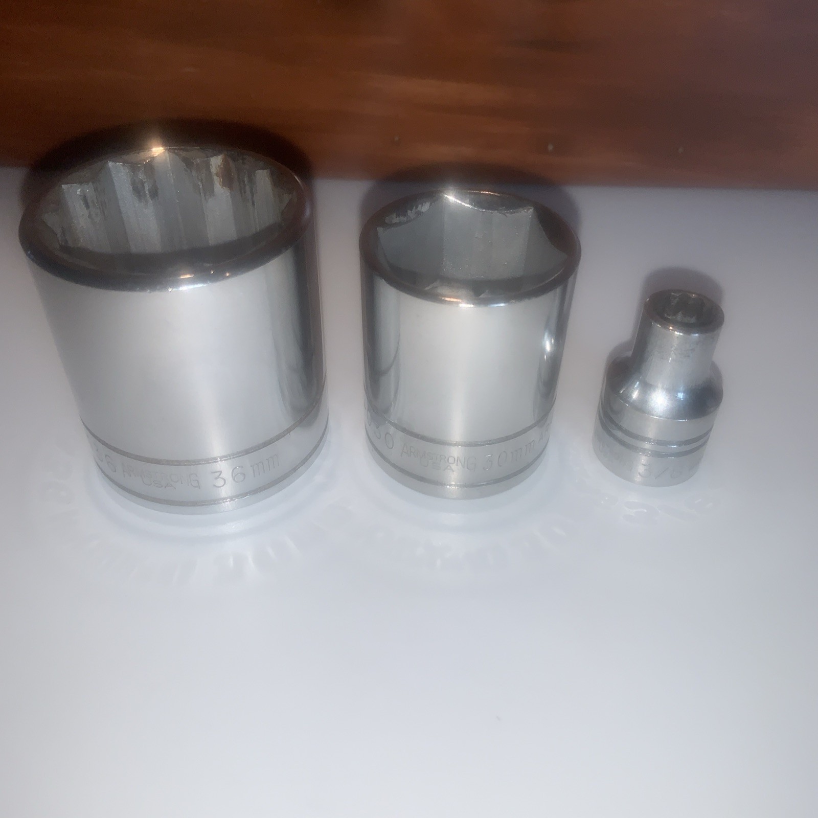 Armstrong USA Lot Of Three 1/2” Drive Sockets 3/8”-30MM-36MM