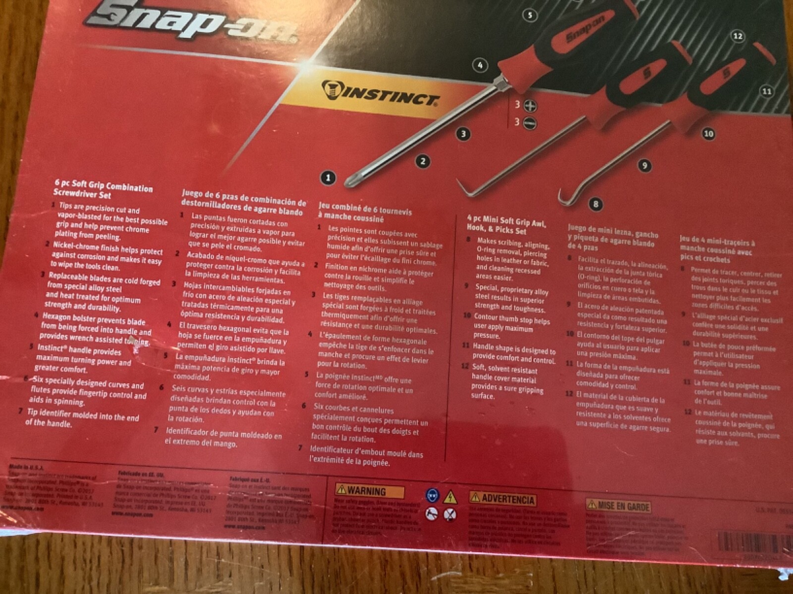 NEW Snap-on™ 10-pc Orange Soft Grip Screwdriver & Pick Set SGDX60204CO