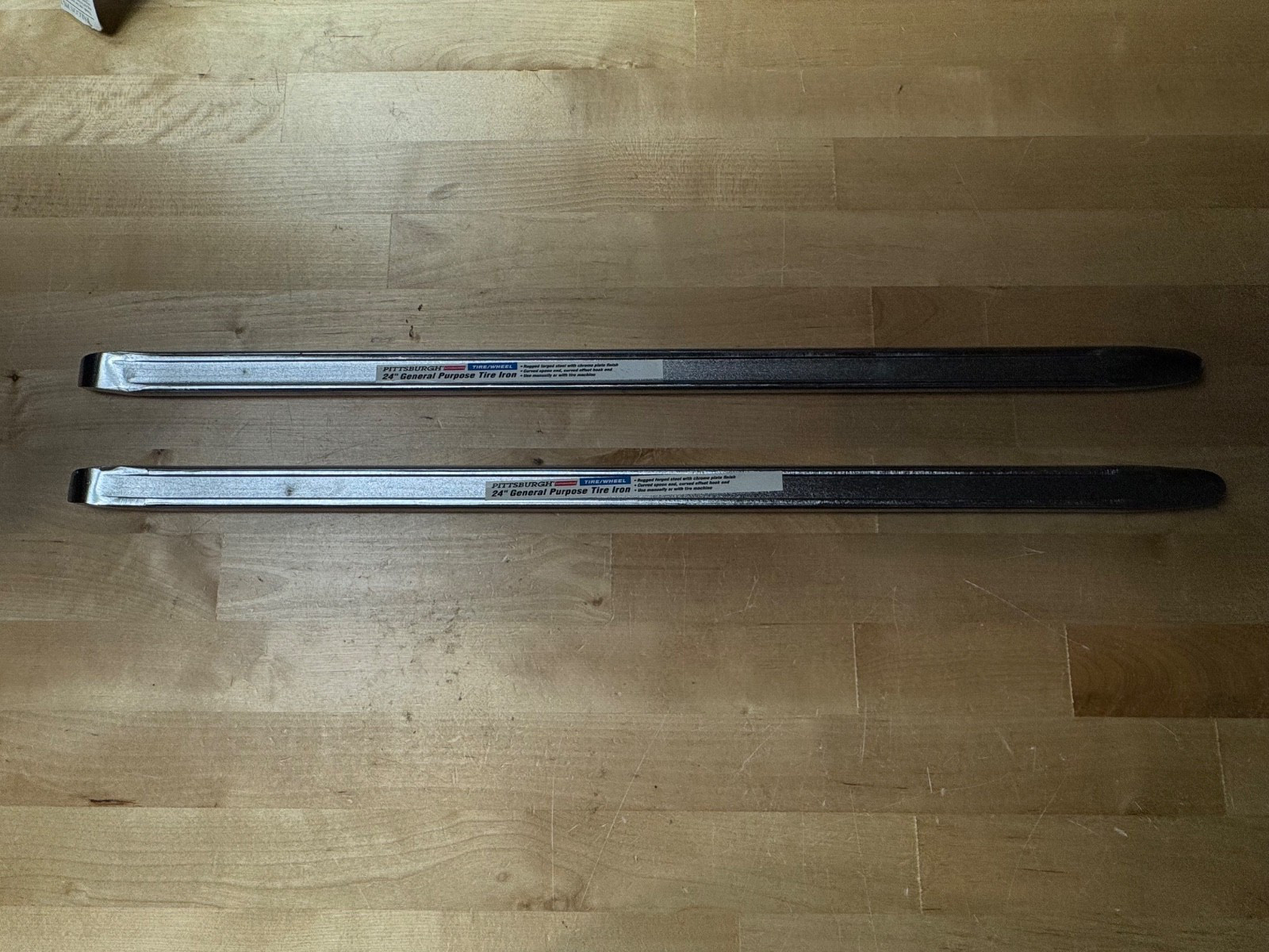 2 – PITTSBURGH 93230 General Purpose Tire iron 24″ Forged Steel Chrome Plate LOT
